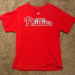Majestic Red Phillies Short Sleeve Tee